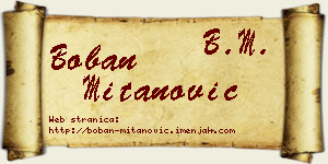 Boban Mitanović vizit kartica